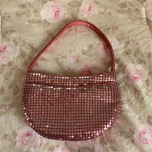 Tiny pink Indeed disco mesh purse
